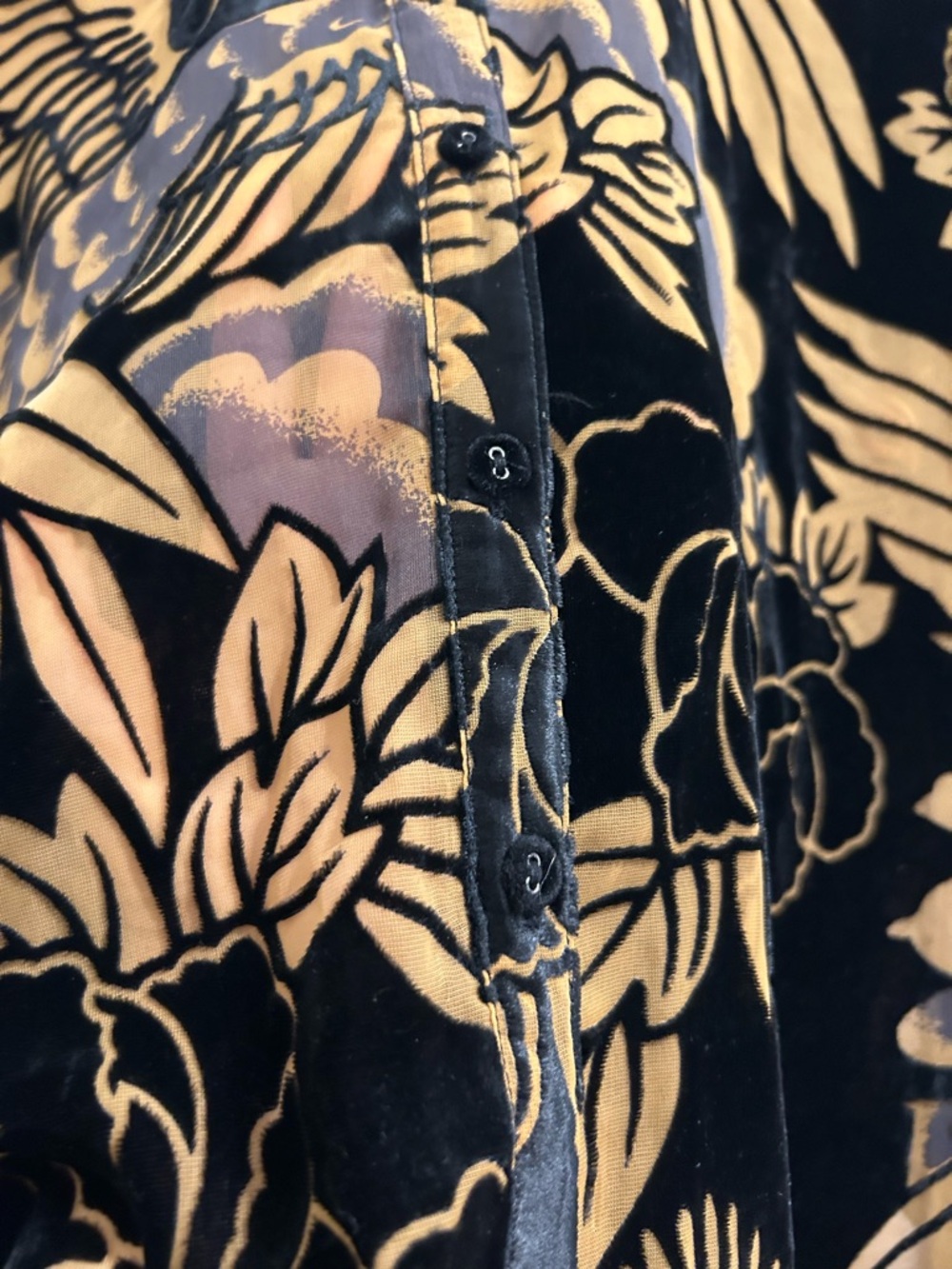 Johnny Was Black and Gold Velvet Paisley Embroidered Label Shirt - Picture 3 of 6